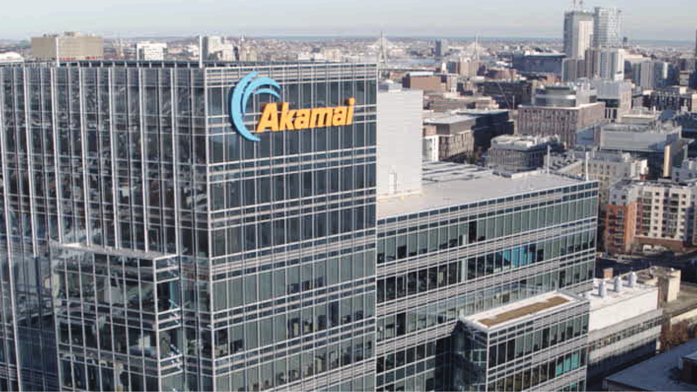 Arial view of the top of the Akamai headquarters building in Cambridge, MA